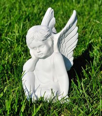 купить Садовая фигура Ангелок мечтающий 1