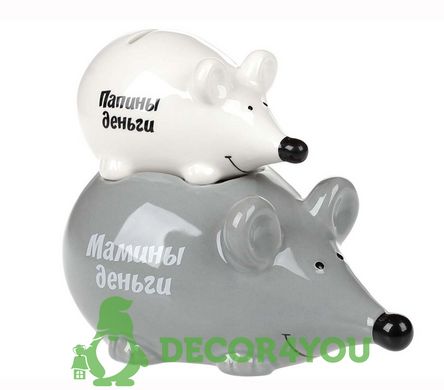 купить Декоративная копилка Мышь "Семейный бюджет" белый с серым DK-1.010 1