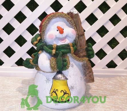 купити Новорічна садові фігура Сніговик з віником "Веселих Свят!" 4