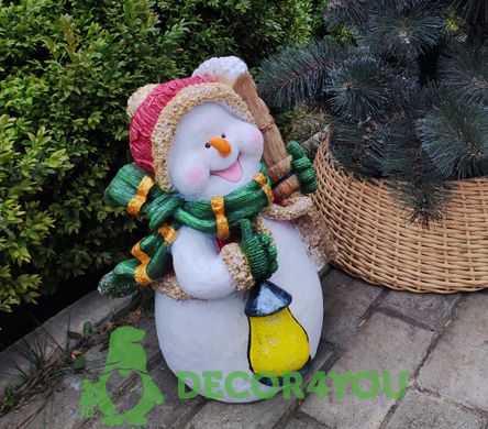 купити Новорічна садові фігура Сніговик з віником "Веселих Свят!" 1