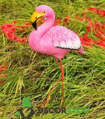 купить Садовая фигура два Фламинго розовых средних на металлических лапах 5
