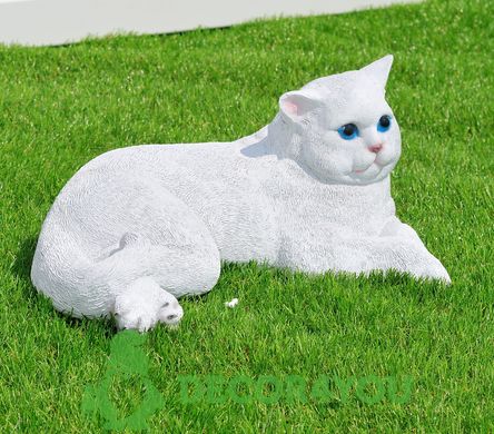 купити Садова фігура Кіт білий лежачий 2