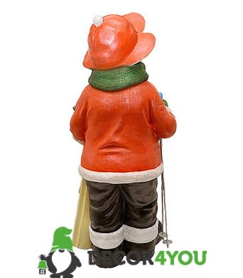 купить Новогодняя садовая фигура Снеговик-Лыжник с табличкой "Желаю Удачи!" в красной кофте NSF-7.066 3