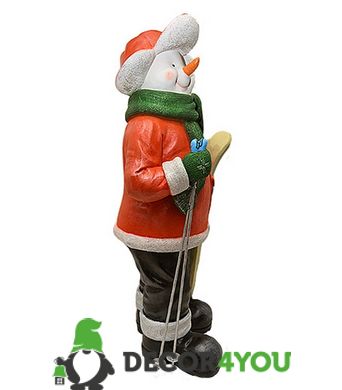 купити Новорічна садові фігура Сніговик-Лижник з табличкою "Бажаю Удачі!" в червоній кофті NSF-7.066 4