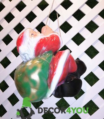 купить Новогодняя садовая фигура Дед мороз на веревке керамический 4