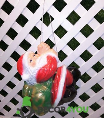 купить Новогодняя садовая фигура Дед мороз на веревке керамический 1