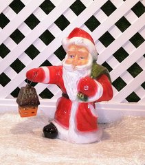купить Новогодняя садовая фигура Дед мороз малый с фонарем керамический 1