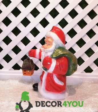купить Новогодняя садовая фигура Дед мороз малый с фонарем керамический 4