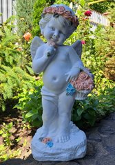 купить Садовая фигура Ангел толстяк в веночке с цветами, цветной 1