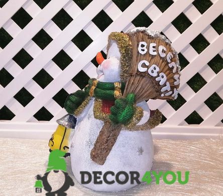купить Новогодняя садовая фигура Снеговик с веником "Веселих Свят!" NSF-7.075 2