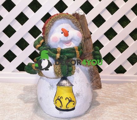 купити Новорічна садові фігура Сніговик з віником "Веселих Свят!"  4