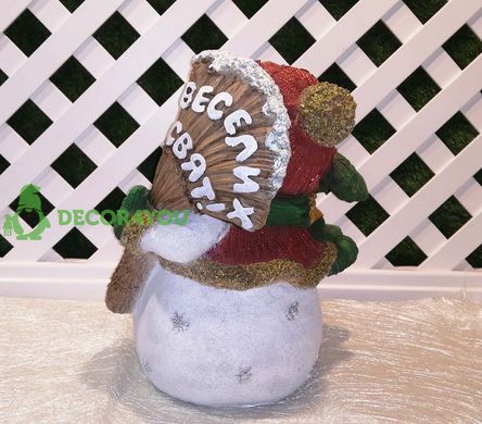 купить Новогодняя садовая фигура Снеговик с веником "Веселих Свят!" 6
