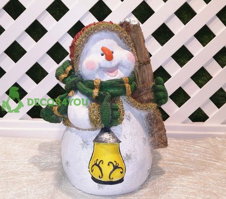 купити Новорічна садові фігура Сніговик з віником "Веселих Свят!" 4
