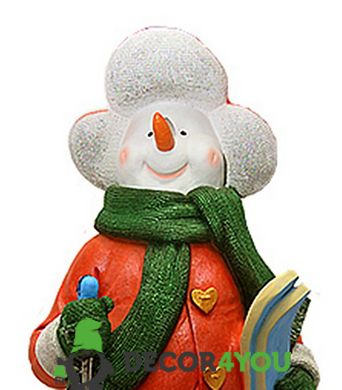 купити Новорічна садові фігура Сніговик-Лижник з табличкою "Веселих Свят!" в червоній кофті NSF-7.067 2
