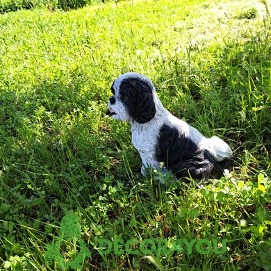 купити Садова фігур собака Ши-цу сидить біло-чорна 3