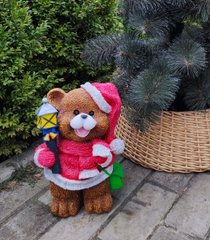 купить Новогодняя садовая фигура Медвежонок в красном костюме с фонариком 1