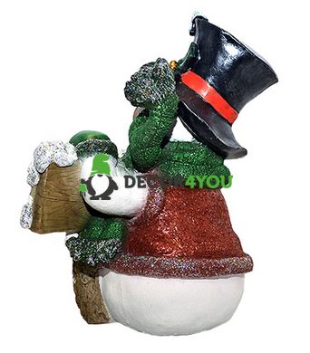 купить Новогодняя садовая фигура Снеговик в шляпе с табличкой "Веселого Різдва!"  3