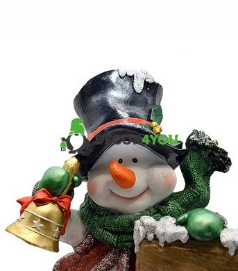 купить Новогодняя садовая фигура Снеговик в шляпе с табличкой "Веселого Різдва!"  2