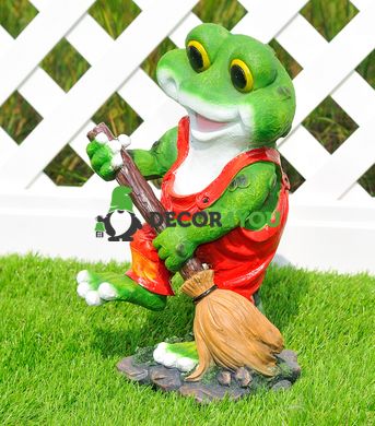 купити Садова фігура Жабка "Привет", жаба з мітлою і жаба з граблями 4