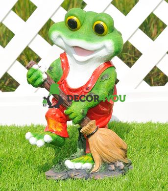 купити Садова фігура Жабка "Привет", жаба з мітлою і жаба з граблями 2