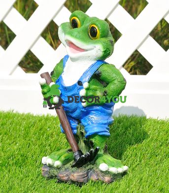 купити Садова фігура Жабка "Привет", жаба з мітлою і жаба з граблями 6