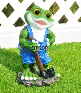 купити Садова фігура Жабка "Привет", жаба з мітлою і жаба з граблями 7