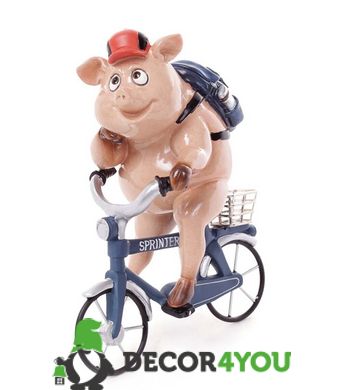 купити Статуетка декоративна Свинка на велосипеді 1