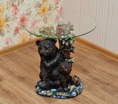 купить Столик журанальный декоративный Медведь с медвежонком столешница 55 см 1