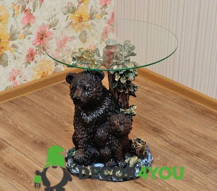 купить Столик журанальный декоративный Медведь с медвежонком столешница 55 см 1