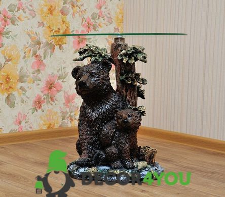 купить Столик журанальный декоративный Медведь с медвежонком столешница 55 см 3