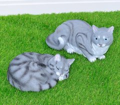 купить Садовая фигура Кот спящий серый и Кошка серая 1