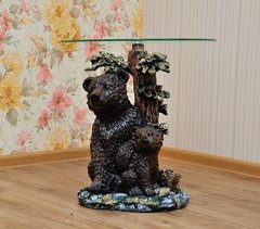 купить Столик журанальный декоративный Медведь с медвежонком столешница 25 см 1