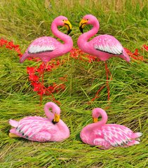 купить Садовая фигура Семья Фламинго №5 розовых средних  1