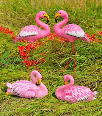 купить Садовая фигура Семья Фламинго №5 розовых средних 1