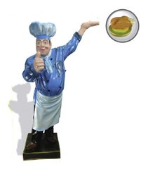купити Велика набивна садова фігура Кухар з куркою на блюді 1