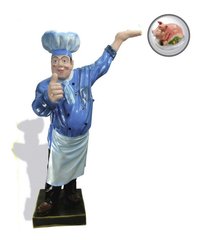 купити Велика набивна садова фігура Кухар з поросям на блюді 1