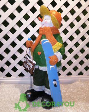 купить Фигура новогодняя садовая Снеговик-Лыжник с табличкой "Веселих свят!" NSF-7.073 3