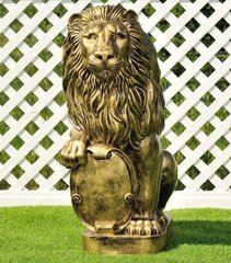 купить Фигура садовая Лев большой 83 см с правым щитом Золото 1