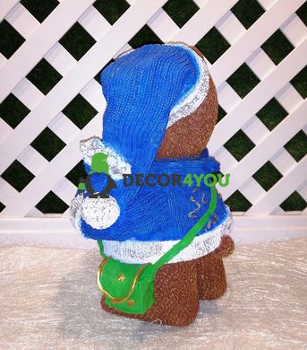 купити Новорічна садова фігура Ведмідь в синьому костюмі з ліхтариком 6