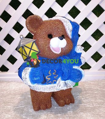 купить Новогодняя садовая фигура Медведь в синем костюме с фонариком 3