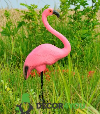 купить Садовая фигура Фламинго малый керамический на металлических лапах 1