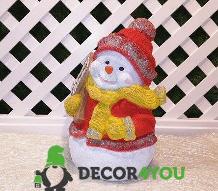 купить Новогодняя садовая фигура Снеговик в красном с табличкой "Веселих свят!" (10.050к.de) 4