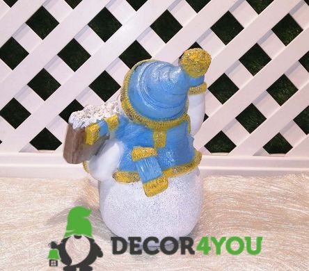 купить Новогодняя садовая фигура Снеговик в синем с табличкой "Веселого Різдва!" NSF-10.059 2