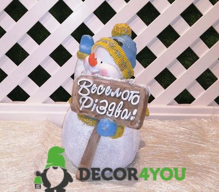 купить Новогодняя садовая фигура Снеговик в синем с табличкой "Веселого Різдва!" NSF-10.059 3
