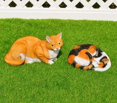 купити Садова фігура Кіт сплячий рудий і Кішка кольорова 1