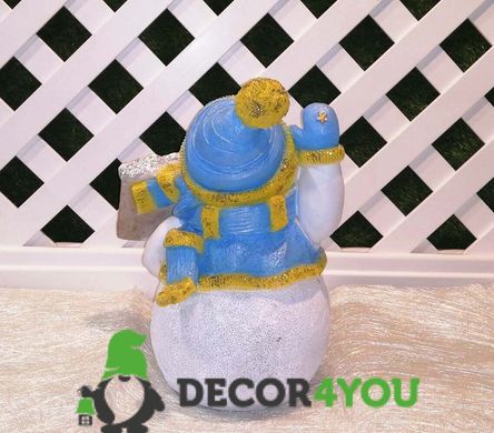 купить Новогодняя садовая фигура Снеговик в синем с табличкой "С Новым годом!" 2