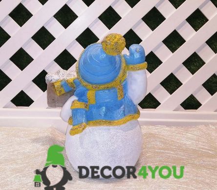 купить Новогодняя садовая фигура Снеговик в голубом с табличкой "З Новим роком!" NSF-10.061 2