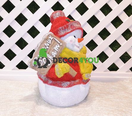 купить Новогодняя садовая фигура Снеговик в красном с табличкой "Веселих свят" 3