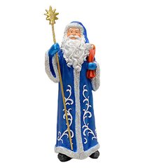 купить Новогодняя садовая фигура Дед Мороз с посохом в синем костюме NSF-7.065 1