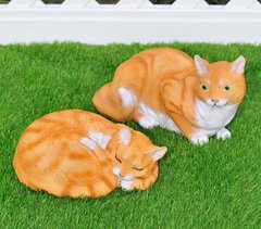 купить Садовая фигура Кот спящий рыжий и Кошка рыжая 1